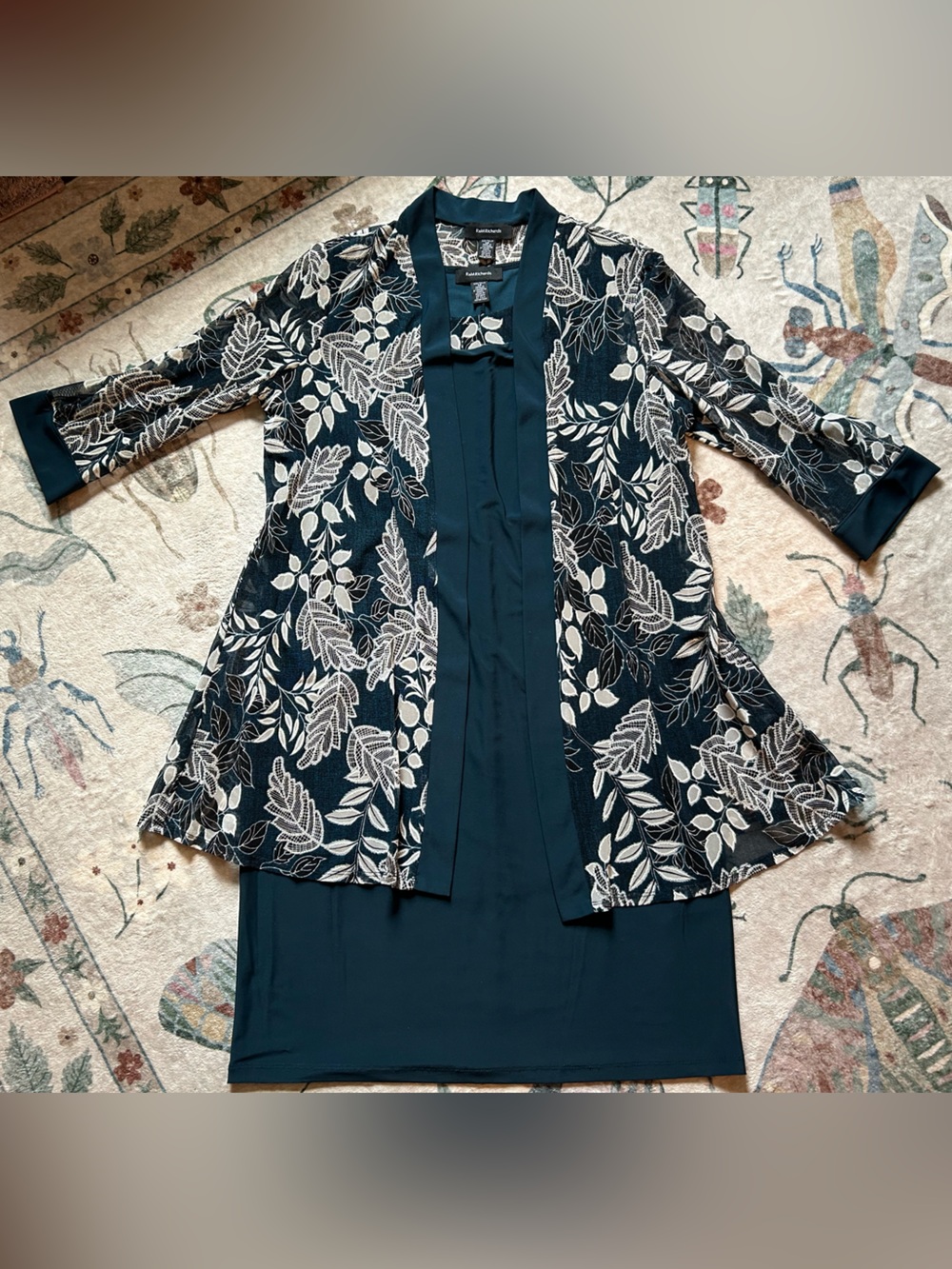 R&M Richards Shift Dress & Botanical Embroidered Jacket
